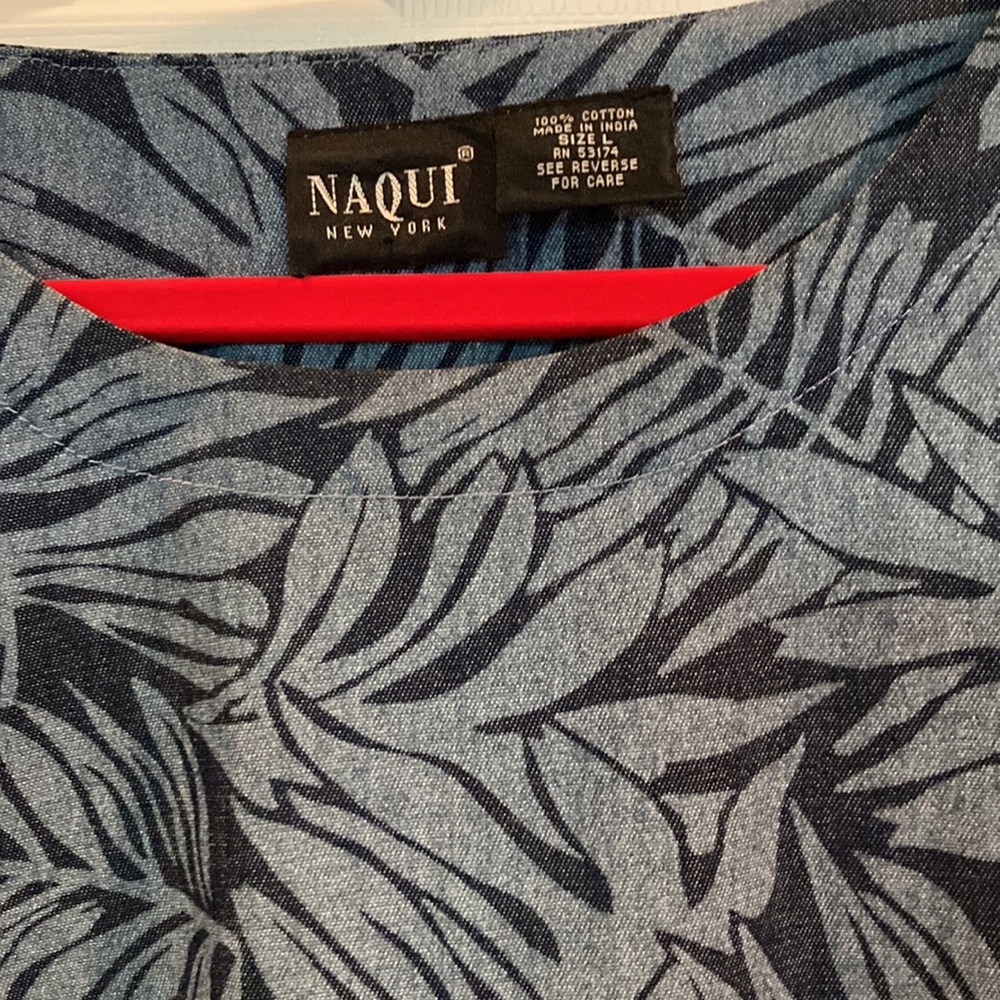 Naqui Leaf Print Pleated Dress w/Pockets Sz L
